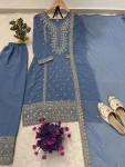 3FANCY GEORGETTE EMBROIDERY SEQUENCE WORK TOP BOTTOM WITH DUPATTA FESTIVE WEAR WHOLESALE PRICE ETHNIC GRMENT (8)