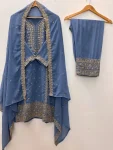 3FANCY GEORGETTE EMBROIDERY SEQUENCE WORK TOP BOTTOM WITH DUPATTA FESTIVE WEAR WHOLESALE PRICE ETHNIC GRMENT (8)