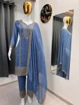 3FANCY GEORGETTE EMBROIDERY SEQUENCE WORK TOP BOTTOM WITH DUPATTA FESTIVE WEAR WHOLESALE PRICE ETHNIC GRMENT (8)