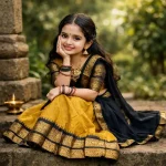 FANCY LICHI SILK JACQUARD WORK KID'S LEHENGA CHOLI WITH DUPATTA YELLOW