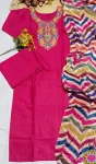 3FANCY SLUB COTTON EMBROIDERY WORK TOP BOTTOM WITH DUPATTA FESTIVE WEAR WHOLESALE PRICE ETHNIC GARMENT (9)