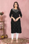 3FANCY TESLA COTTON EMBROIDERY WORK KURTI FESTIVE WEAR WHOLESALE PRICE ETHNIC GARMENT (12)