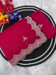 3FANCY VICHITRA SILK SEQUENCE EMBROIDERED CONTRAST PALLU WORK SAREE WITH UNSTITCHED BLOUSE WEDDING WEAR WHOLESALE PRICE ETHNIC GARMENT (13)