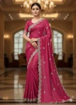 3FANCY VICHITRA SILK SEQUENCE EMBROIDERED CONTRAST PALLU WORK SAREE WITH UNSTITCHED BLOUSE WEDDING WEAR WHOLESALE PRICE ETHNIC GARMENT (13)