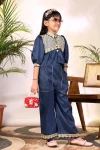3MODERN COTTON BLEND EMBROIDERY WORK KID’S TOP PALAZZO SET FESTIVE WEAR WHOLESALE PRICE ETHNIC GARMENT (16)
