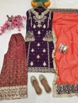 3MODERN GEORGETTE SEQUENCE WITH ZARI EMBROIDERY WORK WITH PEARL WORK TOP PALAZZO WITH DUPATTA FESTIVE WEAR WHOLESALE PRICE ETHNIC GARMENT (17)