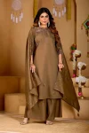 3MODERN MANGO SILK MULTI EMBROIDERY THREAD WITH HAND WORK TOP PALAZZO WITH DUPATTA FESTIVE WEAR WHOLESALE PRICE ETHNIC GARMENT (25)