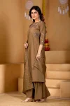 3MODERN MANGO SILK MULTI EMBROIDERY THREAD WITH HAND WORK TOP PALAZZO WITH DUPATTA FESTIVE WEAR WHOLESALE PRICE ETHNIC GARMENT (25)