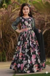 MODERN TWILL COTTON DIGITAL PRINT WORK KID'S LEHENGA CHOLI WITH DUPATTA BLACK