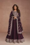 RICH LOOK SILK SEQUENCE EMBROIDERY WORK GOWN WITH DUPATTA PURPLE