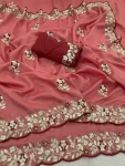 4DESIGNER VICHITRA SILK SEQUENCE THREAD EMBROIEDRY WORK SAREE WITH UNSTITCHED BLOUSE WEDDING WEAR WHOLESALE PRICE ETHNIC GARMENT (12)