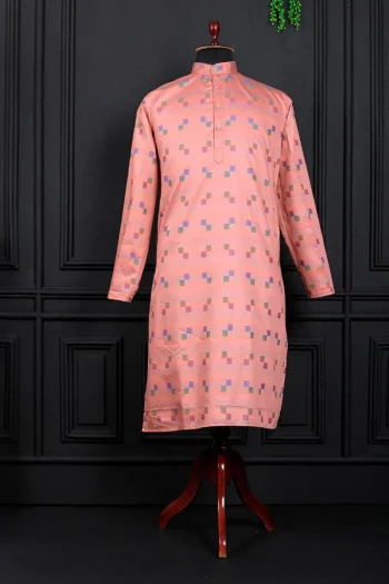 FANCY COTTON DIGITAL PRINTED WORK MEN'S KURTA PAYJAMA PINK