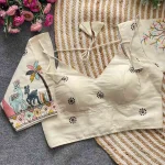 FANCY KHADI COTTON EMBROIDERY WORK STITCHED BLOUSE OFF WHITE
