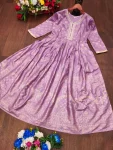 4FANCY RAYON GOLDEN FOIL AND NECK WORK EMBROIDERY WORK GOWN FESTIVE WEAR WHOLESALE PRICE ETHNIC GARMENT (22)