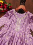 4FANCY RAYON GOLDEN FOIL AND NECK WORK EMBROIDERY WORK GOWN FESTIVE WEAR WHOLESALE PRICE ETHNIC GARMENT (22)