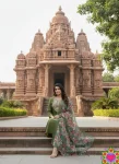4FANCY SLUB COTTON CUT PASTE EMBROIDERY WORK TOP BOTTOM WITH DUPATTA FESTIVE WEAR WHOLESALE PRICE ETHNIC GARMENT (18)