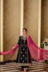 4MODERN GEORGETTE SEQUENCE & ZARI THREAD EMBROIDERY WORK WITH PEARL WORK TOP PALAZZO WITH DUPATTA FESTIVE WEAR WHOLESALE PRICE ETHNIC GARMENT (24)
