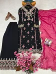 4MODERN GEORGETTE SEQUENCE & ZARI THREAD EMBROIDERY WORK WITH PEARL WORK TOP PALAZZO WITH DUPATTA FESTIVE WEAR WHOLESALE PRICE ETHNIC GARMENT (24)
