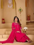 4MODERN MANGO SILK MULTI EMBROIDERY THREAD WITH HAND WORK TOP PALAZZO WITH DUPATTA FESTIVE WEAR WHOLESALE PRICE ETHNIC GARMENT (20)