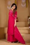 4MODERN MANGO SILK MULTI EMBROIDERY THREAD WITH HAND WORK TOP PALAZZO WITH DUPATTA FESTIVE WEAR WHOLESALE PRICE ETHNIC GARMENT (20)