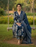 4NEW ARRIVAL 14KG RAYON PAPER MIRROR EMBROIDERY PRINT WORK TOP BOTTOM WITH DUPATTA FESTIVE WEAR WHOLESALE PRICE ETHNIC GARMENT (21)