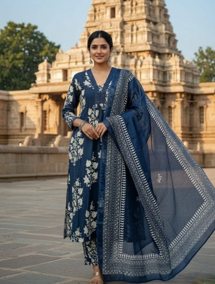 4NEW ARRIVAL 14KG RAYON PAPER MIRROR EMBROIDERY PRINT WORK TOP BOTTOM WITH DUPATTA FESTIVE WEAR WHOLESALE PRICE ETHNIC GARMENT (21)