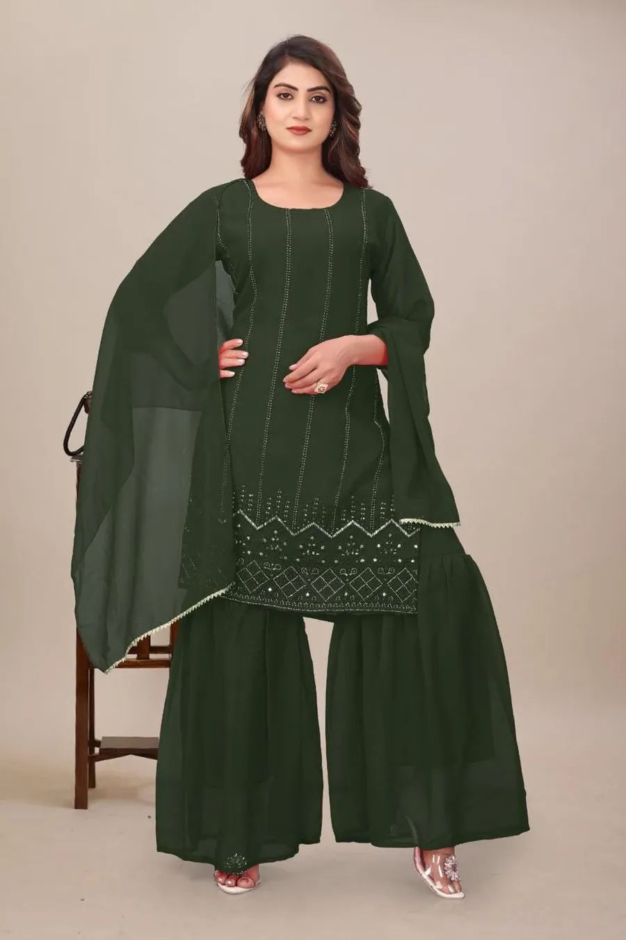 4NEW ARRIVAL GEORGETTE SEQUENCE WORK TOP SHARARA WITH DUPATTA FESTIVE WEAR WHOLESALE PRICE ETHNIC GARMENT (22)