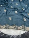 5DESIGNER STAR GEORGETTE EMBROIDERY WORK SAREE WITH UNSTITCHED BLOUSE FESTIVE WEAR WHOLESALE PRICE ETHNIC GARMENT (11)