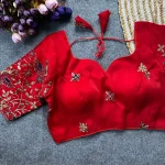 DESIGNER VISCOSE MULTI SEQUENCE WORK STITCHED BLOUSE RED