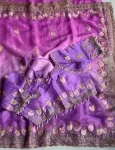 FANCY FENDY SATIN SILK TATIANA EMBROIDERY WITH CUT BORDER WORK SAREE WITH STITCHED BLOUSE LAVENDER