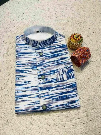 FANCY RAYON DIGITAL PRINT WORK ONLY JACKET BLUE
