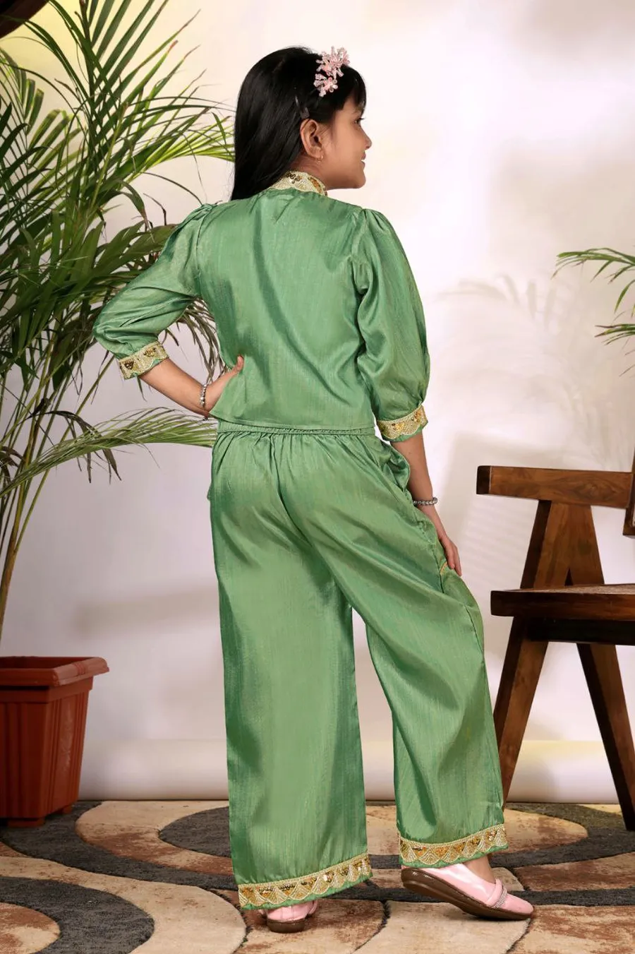 5MODERN COTTON BLEND EMBROIDERY WORK KID'S TOP PALAZZO SET FESTIVE WEAR WHOLESALE PRICE ETHNIC GARMENT (21)