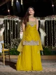 5MODERN FANDY SILK EMBROIDERY SEQUENCE WORK TOP PALAZZO WITH DUPATTA WEDDING WEAR WHOLESALE PRICE ETHNIC GARMENT (13)