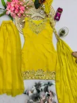 5MODERN FANDY SILK EMBROIDERY SEQUENCE WORK TOP PALAZZO WITH DUPATTA WEDDING WEAR WHOLESALE PRICE ETHNIC GARMENT (13)
