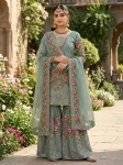 5MODERN FENDY SILK EMBROIDERY SEQUENCE WORK WITH HAND WORK TOP SHARARA WITH DUPATTA FESTIVE WEAR WHOLESALE PRICE ETHNIC GARMENT (5)
