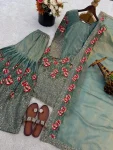 5MODERN FENDY SILK EMBROIDERY SEQUENCE WORK WITH HAND WORK TOP SHARARA WITH DUPATTA FESTIVE WEAR WHOLESALE PRICE ETHNIC GARMENT (5)