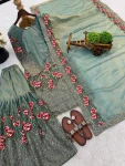 5MODERN FENDY SILK EMBROIDERY SEQUENCE WORK WITH HAND WORK TOP SHARARA WITH DUPATTA FESTIVE WEAR WHOLESALE PRICE ETHNIC GARMENT (5)