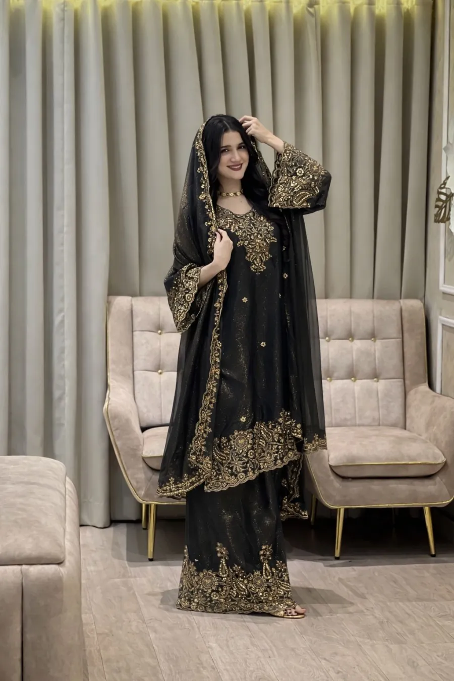 7DESIGNER MOSS SILK SEQUENCE & ZARI THREAD EMBROIDERY WORK TOP PALAZZO WITH DUPATTA FESTIVE WEAR WHOLESALE PRICE ETHNIC GARMENT (12)