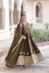 8DESIGNER VICHITRA SILK SEQUENCE EMBROIDERY WORK GOWN WITH DUPATTA WEDDING WEAR WHOLESALE PRICE ETHNIC GARMENT (14)