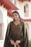 8DESIGNER VICHITRA SILK SEQUENCE EMBROIDERY WORK GOWN WITH DUPATTA WEDDING WEAR WHOLESALE PRICE ETHNIC GARMENT (14)