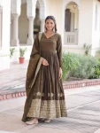 DESIGNER VICHITRA SILK SEQUENCE EMBROIDERY WORK GOWN WITH DUPATTA MEHNDI