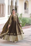 8DESIGNER VICHITRA SILK SEQUENCE EMBROIDERY WORK GOWN WITH DUPATTA WEDDING WEAR WHOLESALE PRICE ETHNIC GARMENT (14)