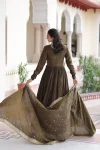 8DESIGNER VICHITRA SILK SEQUENCE EMBROIDERY WORK GOWN WITH DUPATTA WEDDING WEAR WHOLESALE PRICE ETHNIC GARMENT (14)