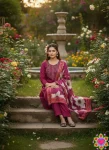 8FANCY SLUB COTTON PRINT WORK TOP BOTTOM WITH DUPATTA FESTIVE WEAR WHOLESALE PRICE ETHNIC GARMENT (2)