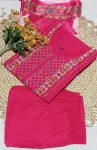 8FANCY SLUB COTTON PRINT WORK TOP BOTTOM WITH DUPATTA FESTIVE WEAR WHOLESALE PRICE ETHNIC GARMENT (2)