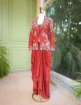 8MODERN CREPE SATIN PLAIN DRAPE SKIRT BLOUSE WITH EMBROIDERY WORK KOTI PARTY WEAR WHOLESALE PRICE ETHNIC GARMENT (15)
