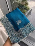 9DESIGNER CHIFFON SILK EMBROIDERY CUTWORK WITH SWAROVSKI WORK SAREE WITH UNSTITCHED BLOUSE FESTIVE WEAR WHOLESALE PRICE ETHNIC GARMENT (12)