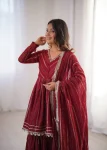 9DESIGNER MAL CHANDERI REAL MIRROR WITH HANDWORK TOP SHARARA WITH DUPATTA FESTIVE WEAR WHOLESALE PRICE ETHNIC GARMENT (3)