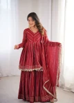 9DESIGNER MAL CHANDERI REAL MIRROR WITH HANDWORK TOP SHARARA WITH DUPATTA FESTIVE WEAR WHOLESALE PRICE ETHNIC GARMENT (3)
