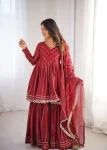 9DESIGNER MAL CHANDERI REAL MIRROR WITH HANDWORK TOP SHARARA WITH DUPATTA FESTIVE WEAR WHOLESALE PRICE ETHNIC GARMENT (3)